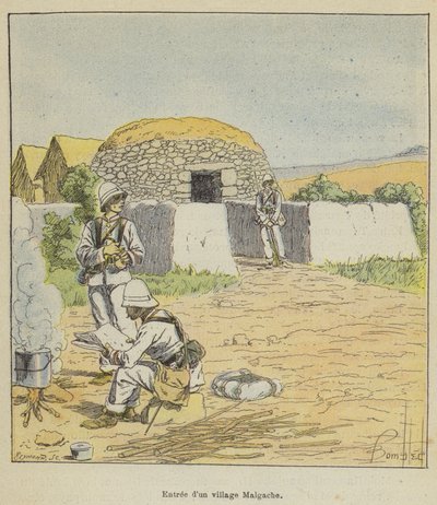 Bir Madagaskar köyüne giriş by after Louis Charles Bombled