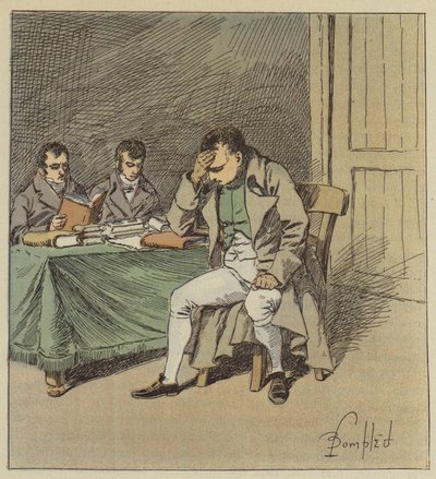 Ve Napolyon birkaç dakika sessiz kaldı, başı bir elinin üzerine dayadı. by after Louis Charles Bombled