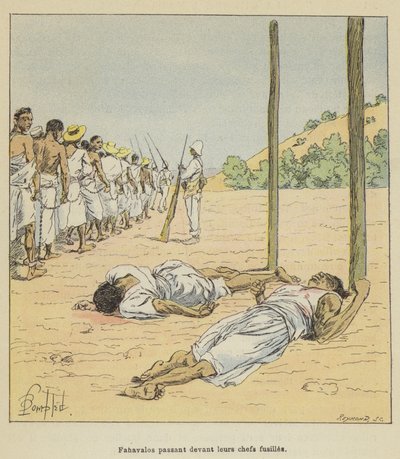 Baş tüfeklerinin önünden geçen Fahavalos by after Louis Charles Bombled