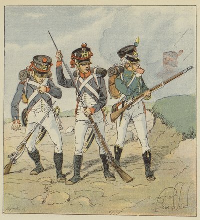 Genç Muhafız, 1806, Asker-Grenadier, Tirailleur-Grenadier, Flanker-Hunter by after Louis Charles Bombled