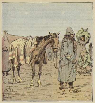 Alman ordularına doğadan eşlik eden Yahudi tüccarlar by after Louis Charles Bombled