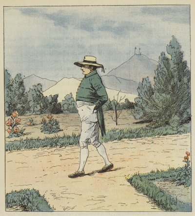 İmparator birkaç numara yaptığı bahçeye tek başına ulaştı. by after Louis Charles Bombled