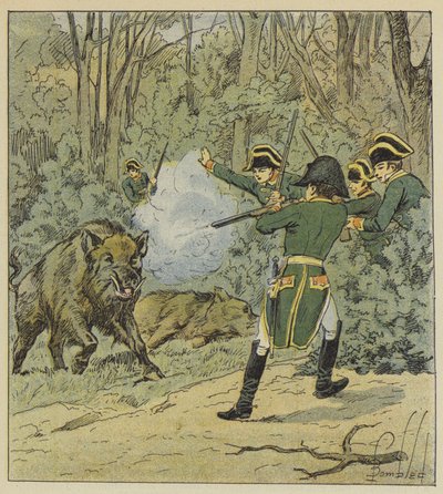 Marly ormanında imparator domuz avı by after Louis Charles Bombled