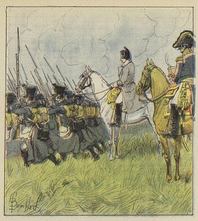İmparator savaşta askerlerini düşünüyor by after Louis Charles Bombled
