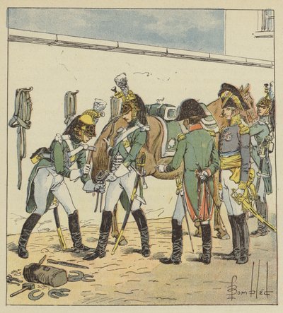 İmparator, Saint-Germain okulunu teftiş ediyor by after Louis Charles Bombled