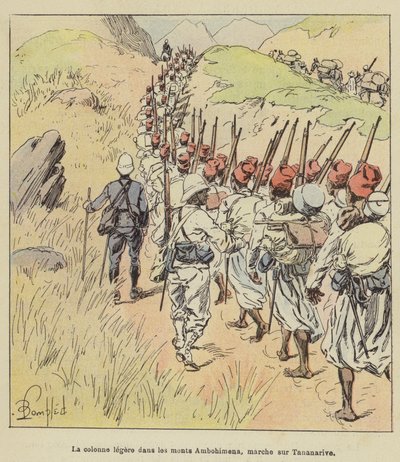 Antananarivo üzerinde yürüyen Ambohimena dağlarında ışık sütunu by after Louis Charles Bombled