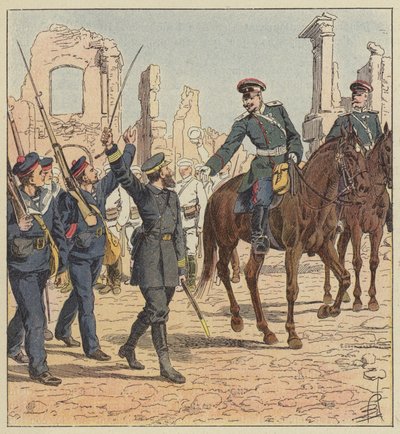 Kaptan de Marolles ve General Stessel by after Louis Charles Bombled