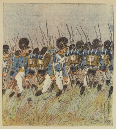 Fransız hattının merkezi Bavyeralılar tarafından korunuyordu. by after Louis Charles Bombled