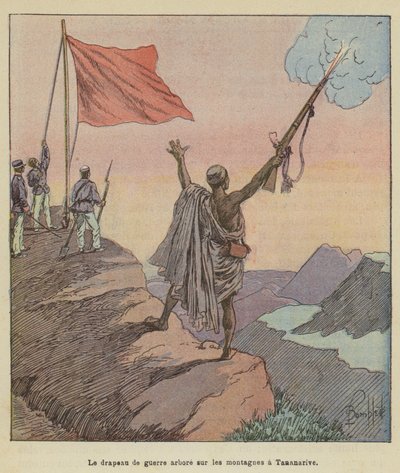 Antananarivo dağlarında savaş bayrağı dalgalanıyor by after Louis Charles Bombled
