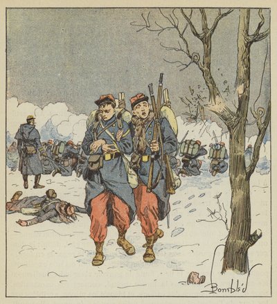 Fourrier Delorme, yaralandı, mermilerin altında çekildi by after Louis Charles Bombled
