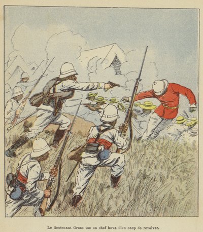 Teğmen Grass, bir Hova şefini tabancayla öldürdü by after Louis Charles Bombled