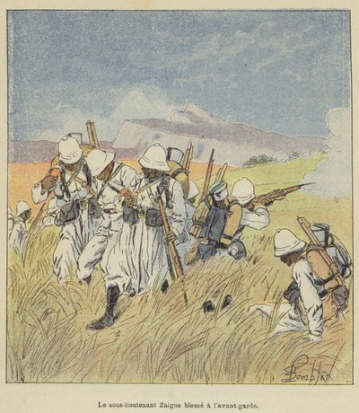 Teğmen Zaigue ön korumada yaralandı by after Louis Charles Bombled
