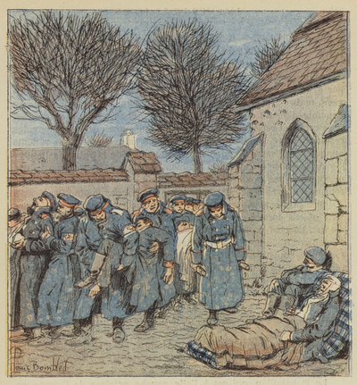 Lorcy papaz evinin avlusunda yaralılar by after Louis Charles Bombled