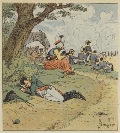 Napolyon savaş sırasında uyuyor by after Louis Charles Bombled