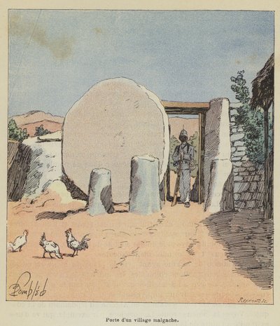 Bir Madagaskar köyünün kapısı by after Louis Charles Bombled