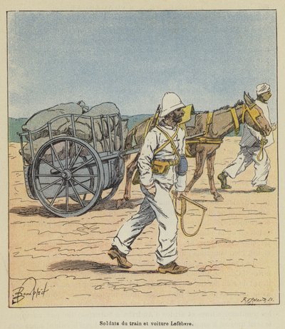 Lefebvre tren ve araba askerleri by after Louis Charles Bombled