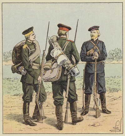 Kampanya kıyafetleri içinde Rus askerleri by after Louis Charles Bombled