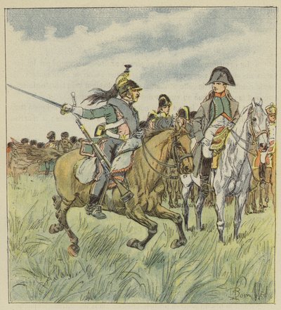 Bir ejderha, imparatoru generallerinden birinin ihaneti konusunda uyarır. by after Louis Charles Bombled