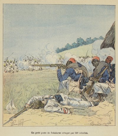 Küçük Sakalavian karakoluna 500 isyancı saldırdı by after Louis Charles Bombled