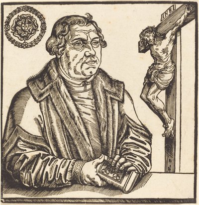 Martin Luther, Elinde Bir Kitapla Yarım Boy Solda by after Lucas Cranach the Younger
