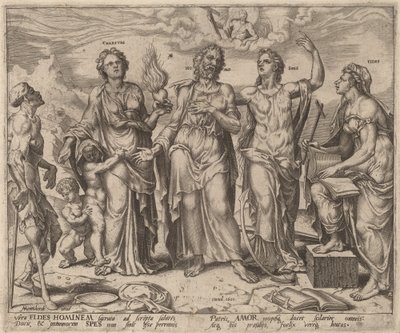 İnanç, Umut ve Sadaka Tarafından Desteklenen Adam by after Maerten van Heemskerck
