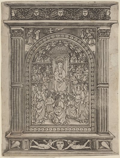 Bakire ve Çocuk Enthroned, Melekler ve Azizlerle by after Maso Finiguerra