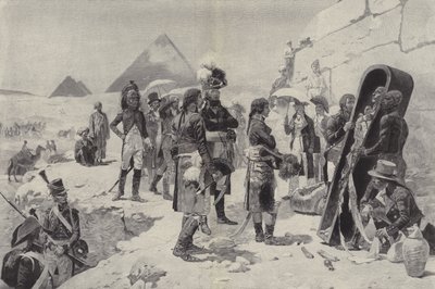 Napolyon piramitlerin önünde bir firavunun mumyasını düşünürken by after Maurice Henri Orange