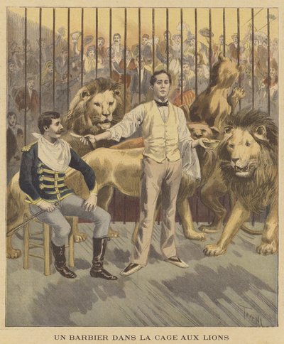 aslan kafesinde bir berber by after Oswaldo Tofani