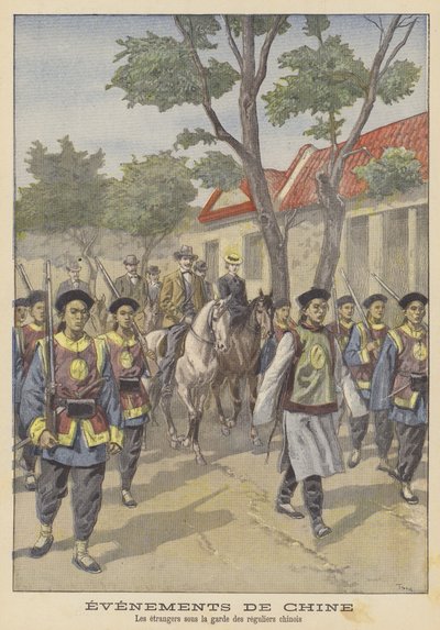 Boksör İsyanı: Çin düzenli birliklerinin koruması altındaki yabancılar by after Oswaldo Tofani