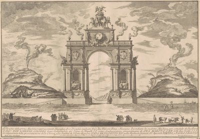 1756 Chinea için Prima Macchina: Etna Dağı ve Vezüv Dağı arasında bir Zafer Takı by after Paolo Posi Giuseppe Pozzi