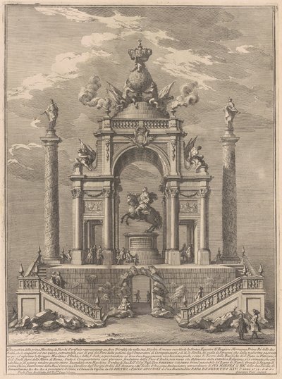 1751 Chinea için Prima Macchina: Sicilya I. Roger için Zafer Takı by after Paolo Posi Giuseppe Vasi