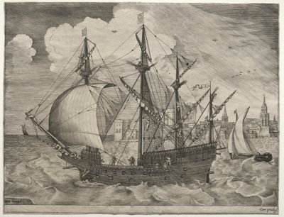Yelkenli Gemiler: Denize Açılan Silahlı Dört Usta by after Pieter Bruegel
