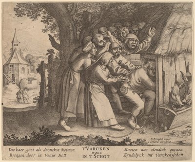 Domuz Ahırına İtilen Ayyaş by after Pieter Bruegel the Elder