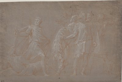 Mucius Scaevola Tiber'i geçerken by after Polidoro da Caravaggio