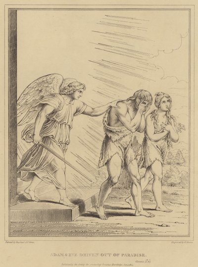 Adem ve Havva Cennetten kovuldu, Yaratılış by after Raphael
