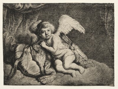 aşk tanrısı dinlenme by after Rembrandt van Rijn