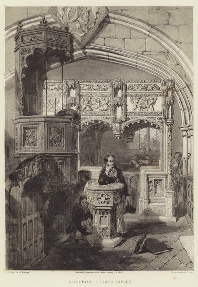 Boxgrove Kilisesi, Sussex by Samuel (after) Prout