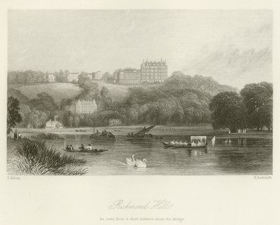 Richmond Tepesi, Köprünün üzerinde kısa bir mesafeden görüldüğü gibi by after Thomas Allom