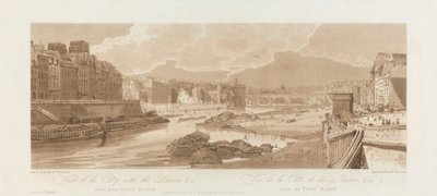 Louvre ile şehrin görünümü. 1802; Views in Paris'ten 3. Levha, Emanuel Cilt by after Thomas Girtin