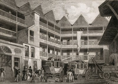Old Bull and Mouth Inn, St Martins-le-Grand, 1831 by Thomas Hosmer after Shepherd