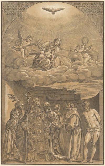 Altı Aziz ile Bulutlardaki Bakire ve Çocuk by after Titian John Baptist Jackson