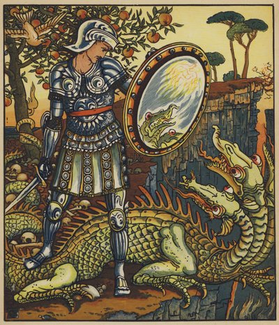 Prens Cheri ve Ejderha by after Walter Crane
