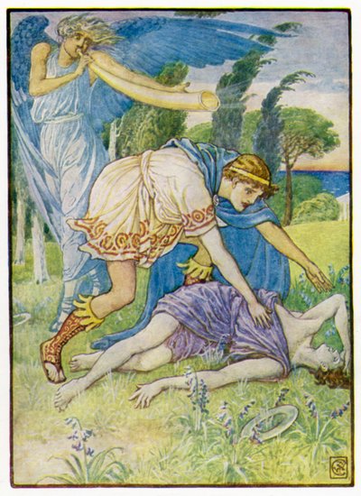 Rüzgar tanrısı güneyden bir esinti gönderdi by after Walter Crane