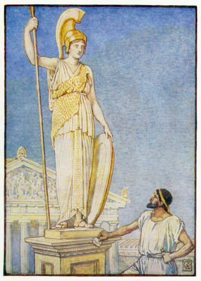 Tanrıça figürü devasa bir figürdü. by after Walter Crane