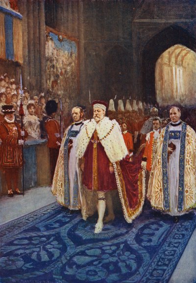 Kral Edward VII, taç giyme töreninde Westminster Abbey