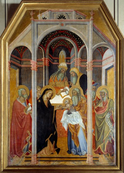 Tapınakta Sunum Bartolo di Fredi (1330-1410) tarafından ahşap üzerine resim 14. yüzyıl Güneşi. 1,9x1,25 m by also Manfredi de Battilori Bartolo di Fredi