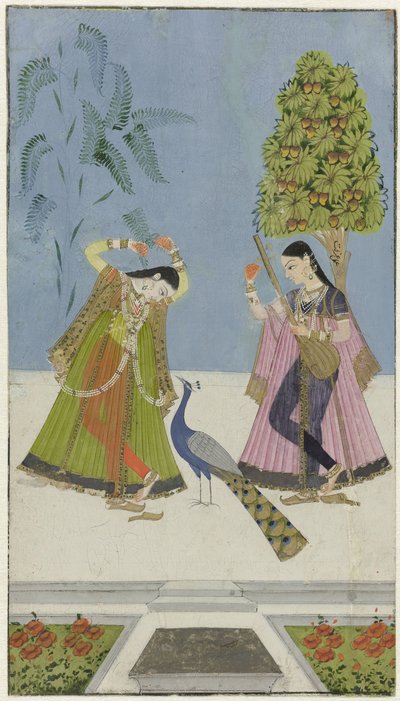 İki Kadın ve Bir Tavus Kuşu, Gujara Ragini by anonymous (attributed to)