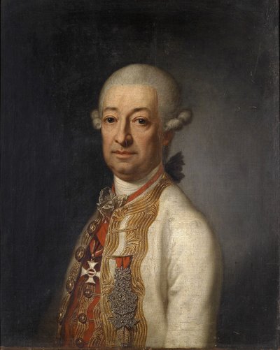 k portresi k. Mareşal Prens Franz Ulrich Kinsky von Wchinitz und Tettau (1726-1792), arkada Maria Theresa Tarikatı Komutan Haçı ile Johann Baptist Lampi d. A. atfedilen by anonymous Austrian
