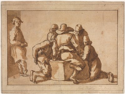 Oyun Oynayan Genç Erkeklerin Tür Sahnesi by attributed to Frederico Zuccaro