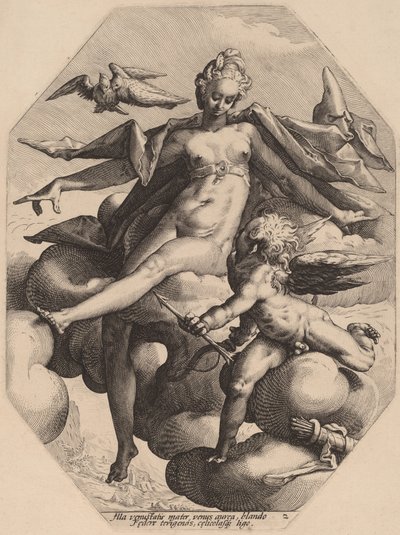 Venüs ve Aşk Tanrısı by attributed to Jacob Matham, after Hendrick Goltzius